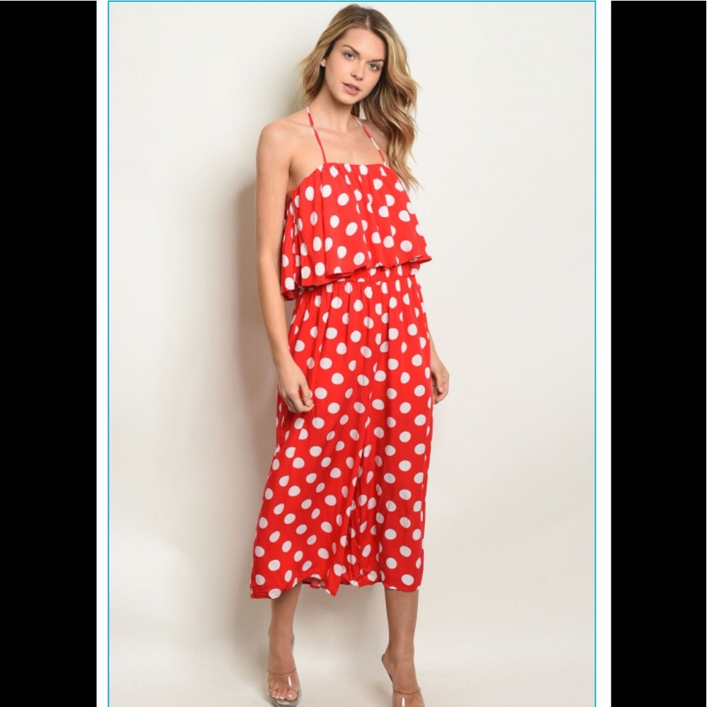 ❤️Cute red polka dot jumpsuit - Picture 2 of 6